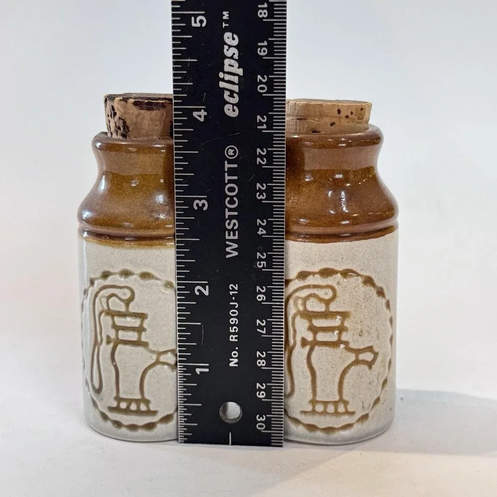Vintage Canadian Rustic Stoneware Studio Pottery Spice Bottles w Corks‎